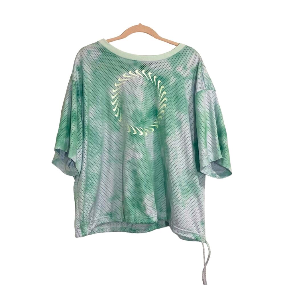 Nike activewear sportswear cropped mesh jersey top tie dye cinched hem size 2X